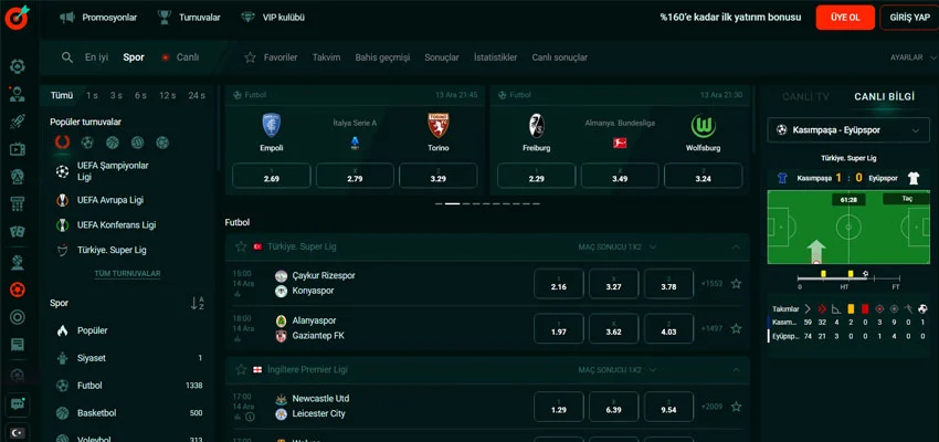 Pinco spor bahisleri ve canlı karşılaşmalar